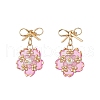 Flower Handmade Glass Seed Beads Dangle Stud Earrings EJEW-MZ00471-02-2