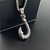 Retro Stainless Steel Fish Hook Pendant Ocean Punk Necklace Jewelry YW0137-2