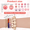   150Pcs 15 Styes Spray Painted Natural Wood European Beads WOOD-PH0003-09-2