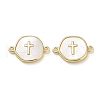 Rack Plating Brass Pave Shell Connector Charms X-KK-Z036-08G-1