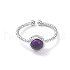 Natural Amethyst Cuff Rings RJEW-E074-01P-03-3