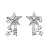 Brass Micro Pave Clear Cubic Zirconia Star Stud Earrings EJEW-B134-01-2