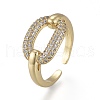 Brass Micro Pave Cubic Zirconia Cuff Rings RJEW-K232-08G-02-1