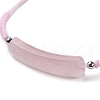 Curved Rectangle Natural Rose Quartz Adjustable Nylon Cord Braided Bead Bracelets for Women Men BJEW-JB10280-01-2