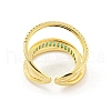 Brass Micro Pave Cubic Zirconia Open Cuff Rings RJEW-G309-43G-3