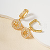 Valentine's Day Brass Clear Cubic Zirconia Flat Round with Hollow Star Hoop Earrings MG0882-2-2