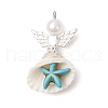 Starfish Dyed Synthetic Turquoise & Natural Shell Angel Pendants PALLOY-JF03743-3