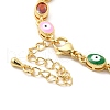 Enamel Evil Eye & Glass Oval Link Chain Bracelet BJEW-G663-01G-5