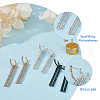 FIBLOOM 4 Pairs 4 Colors Rhinestone Hollow Rectangle Dangle Hoop Earrings EJEW-FI0002-67-5