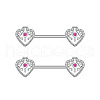 304 Stainless Steel Micro Pave Violet Cubic Zirconia Nipple Rings WGA4B87-02-1