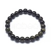Natural Golden Sheen Obsidian Bead Stretch Bracelets X-BJEW-K212-B-020-4