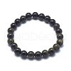 Natural Golden Sheen Obsidian Bead Stretch Bracelets X-BJEW-K212-B-020-1