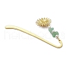 Natural Red Aventurine & Green Aventurine & South Red Agate & Sunstone Chips & Brass Sun Charms Bookmarks AJEW-JK00370-5