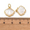 Brass Pave Natural White Shell Pendants KK-P308-05G-02-3
