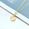 Brass Enamel Faith Fe Heart Pendant Necklaces with Clear Cubic Zirconia for Women FS-WGC0F61-03-1