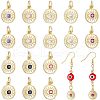 HOBBIESAY 16Pcs 8 Colors Brass Micro Pave Cubic Zirconia Pendants KK-HY0001-39-1
