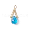 Transparent Glass Beads with Electroplate Non-magnetic Synthetic Hematite Beads and Glass Twisted Bugle Beads and Eco-Friendly Copper Wire Pendants PALLOY-JF03618-01-3