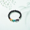 Natural & Synthetic Gemstone Chips Stretch Bracelet with Alloy Cross BJEW-JB08583-4