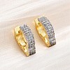 Brass Micro Pave Clear Cubic Zirconia Hoop Earrings EJEW-H158-16A-GP-1