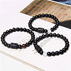 12 Constellations Protetion Tiger Eye & Black Obsidian Round Beads Stretch Bracelets for Men Women WG083ED-04-3