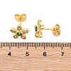 Flower Brass Micro Pave Cubic Zirconia Stud Earrings EJEW-Z087-01G-5
