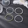 4Pcs 4 Styles Shell Pearl & Synthetic Moonstone & Electroplate Non-magnetic Synthetic Hematite Beads Stretch Bracelet Set BJEW-JB11820-1