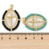 Rack Plating Brass Pave Shell Religion Jesus Cross Pendants KK-U032-01G-B-3
