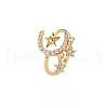 Clear Cubic Zirconia Moon & Star Cuff Ring RJEW-N035-072-NF-3