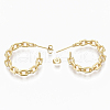 Semicircular Brass Cross Chain Stud Earrings EJEW-N015-02-3