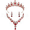 Teardrop & Moon Alloy Rhinestone Pendant Necklace & Stud Dangle Earring & Crown Headbands FS-WG0A8BD-05-2