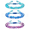 3Pcs Round Synthetic Moonstone Braided Bead Bracelets BJEW-SW00061-02-1