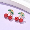 Brass Enamel Stud Earrings EJEW-Q017-01A-G-2