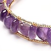 Nuggets Natural Mixed Gemstone Beads Bangle for Girl Women BJEW-JB06817-3