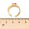 Brass Micro Pave Clear Cubic Zirconia Enamel Adjustable Cuff Rings for Women RJEW-G350-01F-G-5