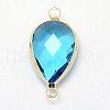 Golden Tone Brass Glass Teardrop Links connectors GLAA-J010A-HF19-G-2