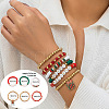 6Pcs 6 Styles Christmas Theme Handmade Polymer Clay Heishi & CCB & Acrylic Beads Stretch Bracelets for Women WG289FB-19-1