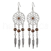 Alloy with Synthetic Howlite & Natural Mixed Stone Dangle Earrings EJEW-JE06067-4