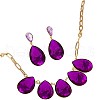 Teardrop Alloy Glass Pendant Necklace & Stud Dangle Earring Sets FS-WG22B44-01-5