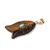 Natural Tiger Eye & Synthetic Turquoise Carved Pendants G-Z084-01G-06-2