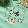 5Pcs Cat & Playing Card Alloy Enamel Knitting Row Counter Chains & Locking Stitch Markers Kits HJEW-JM01339-4
