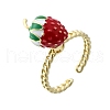 Brass Enamel Open Cuff Rings for Women RJEW-F179-08G-02-2