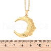 Moon with Flower 304 Stainless Steel Pendant Necklaces NJEW-H059-11G-5