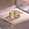 925 Sterling Silver Pave Cubic Zirconia Hollow Irregular Line Finger Rings for Women IX7954-4-3