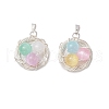 Dyed Natural Selenite Copper Wire Wrapped Bird Egg Nest Pendants PALLOY-TA00228-01-1