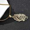 304 Stainless Steel Laser Cut Flower Musical Note Pendant Box Chain Necklaces for Women Men NJEW-E156-02G-3