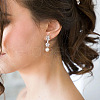 Leaf Brass Clear Cubic Zirconia Dangle Stud Earrings FS-WGEEEF5-02-2