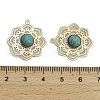 Brass Pave Dyed Synthetic Turquoise Flower Pendants KK-Z088-03G-01-3