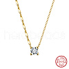 925 Sterling Silver Pave 5A Clear Cubic Zirconia Round Pendant Necklaces NJEW-C087-01G-2