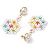 Glass Seed Beads Dangle Stud Earrings EJEW-MZ00324-4