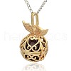 Golden Tone Brass Hollow Round Cage Pendants KK-J237-08G-2